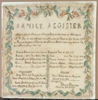 Family Register stitched by Dolly Pollard, 1820