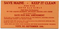 Prohibition election card, 1911