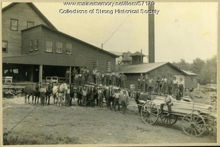 Employees of C. V. Starbird sawmill, Strong, ca. 1910