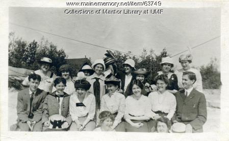 Geography class, North Jay granite quarry, 1914