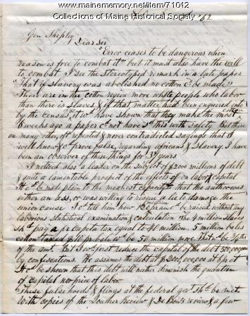 Letter to Col. Shepley on circumstances in New Orleans, 1862