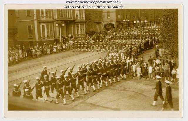 Parade with military personnel, ca. 1920