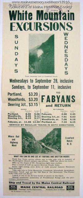 White Mountain excursions by train, 1927