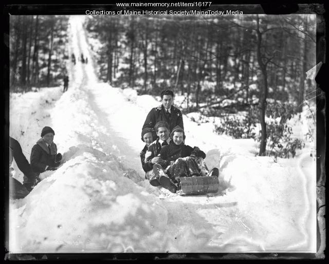 Tobogganing, Fryeburg, 1936