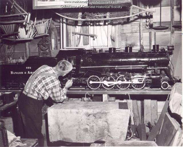 Ed Rolfe Completes Model of B&A Engine 405, Milo, 1956