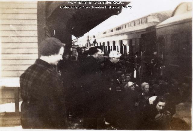 Winter Carnival arrivals, New Sweden, 1936