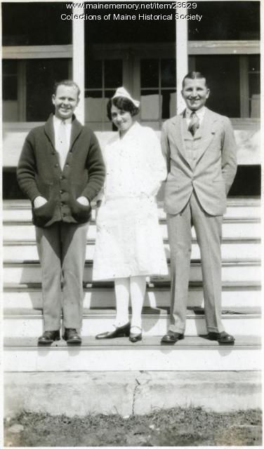 Patients and nurse, Western Maine Sanatorium, ca. 1929