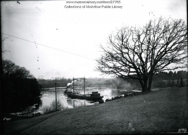 Tug A.G. Prentiss towing a barge, ca. 1912