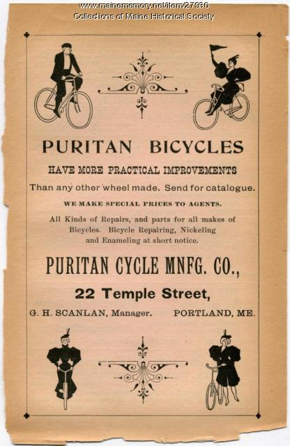 Puritan Bicycle ad, Portland, 1897