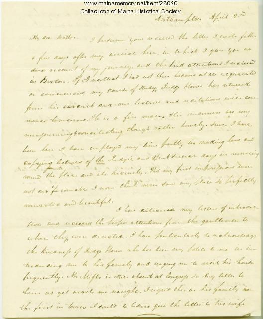 George W. Pierce to mother on law studies, ca. 1826