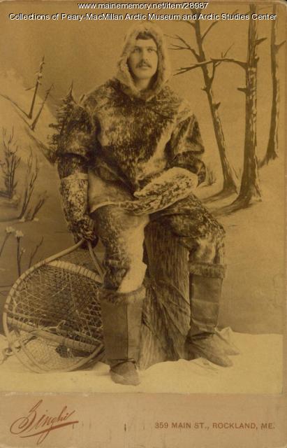 Young man wearing sealskin clothes, Rockland, 1891