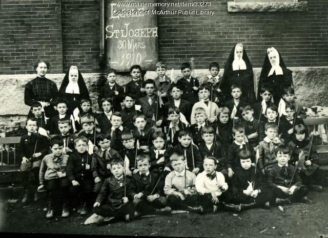 St. Joseph's School students and teachers, Biddeford, 1910