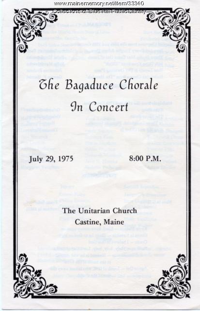 Bagaduce Chorale Program, Castine, 1975