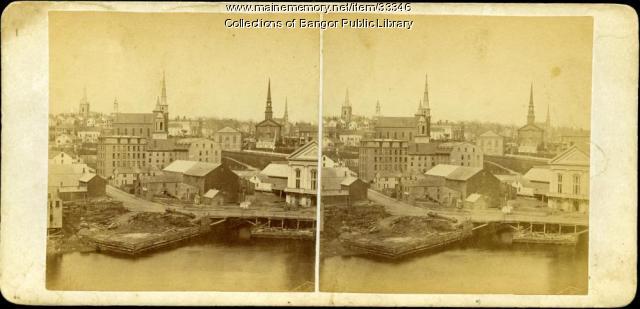 View of Bangor and Kenduskeag Stream, ca. 1870