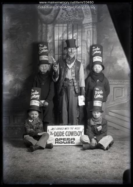 Dude Cowboy advertising at City Theater, Biddeford, 1926