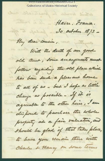 Josiah Pierce to Phebe Sanborn, 1873