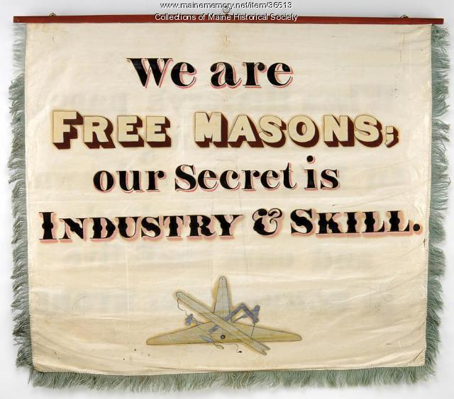 Masons and stone cutters banner, Portland, 1841