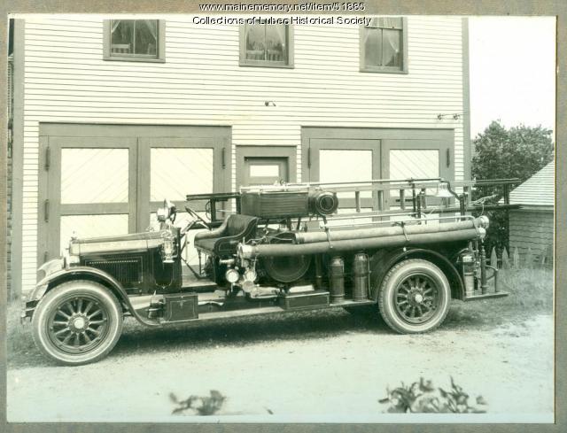 Fire truck and house, Lubec, ca. 1931 