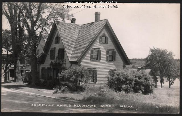 Postcard of Josephine Kane's residence, Surry, ca. 1926