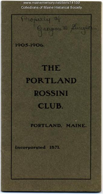 Portland Rossini Club pamphlet, 1905