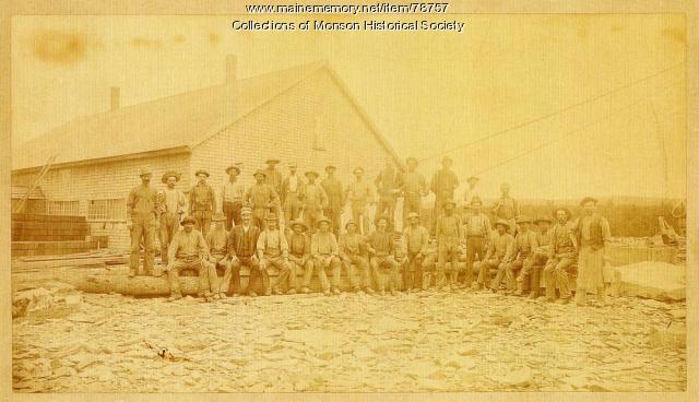 Slate Quarry workers posing for group photo, Monson, ca. 1890