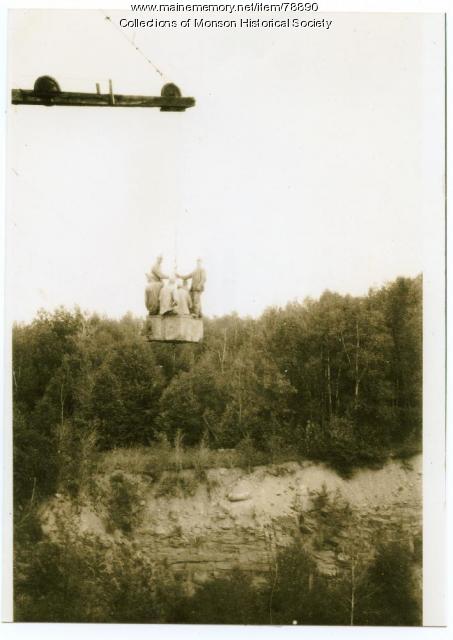 Quarry Workers Descending into Pit, Monson, ca. 1930