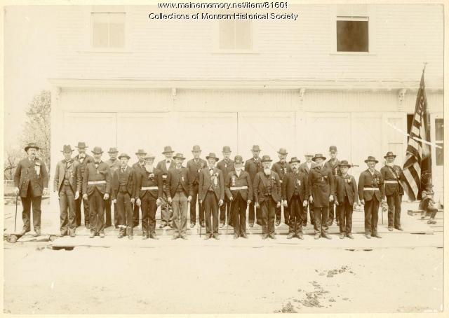 GAR Members in front of their hall, Monson, 1897