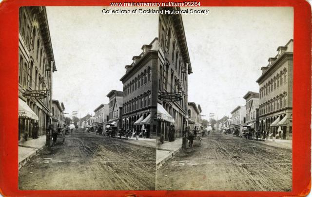 Main Street south from Masonic Block, Rockland, ca. 1875