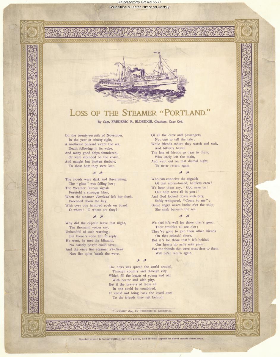 Poem memorializing the loss of the steamer 