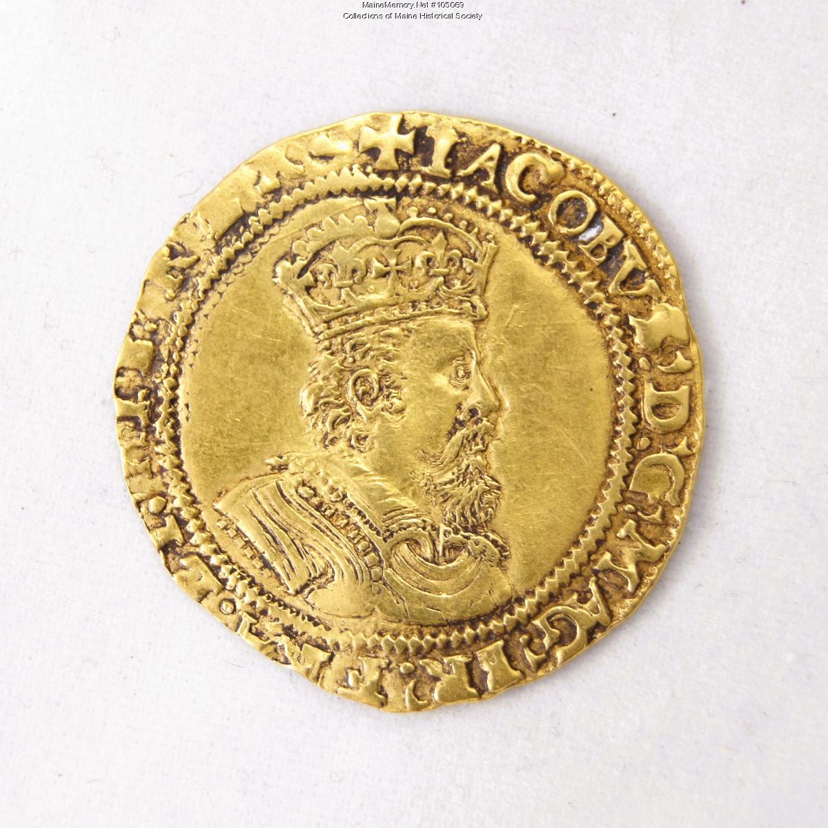 King James I English double crown coin, Richmond Island, 1618
