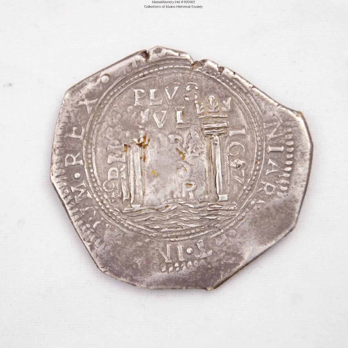 Columbian eight reales cob coin, Castine, 1657 - Maine Memory Network