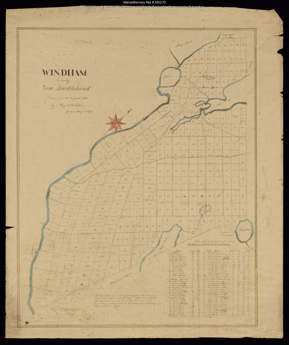 Manuscript map of Windham, 1872 - Maine Memory Network