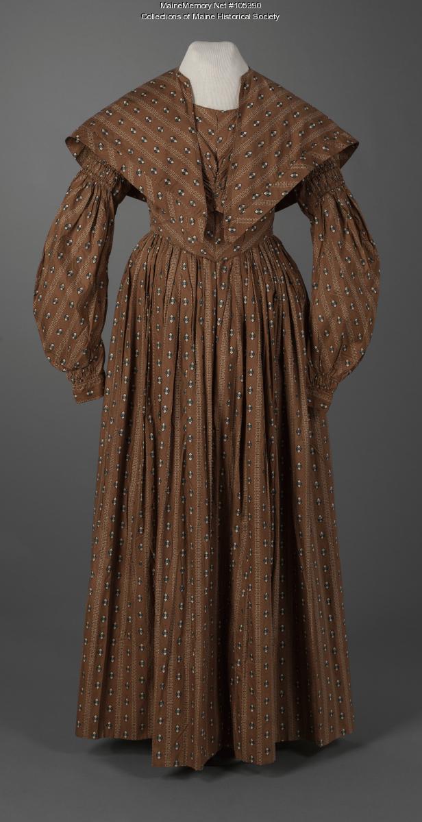 Gigot (leg-of-mutton) sleeve dress, Eastport, ca. 1837 - Maine