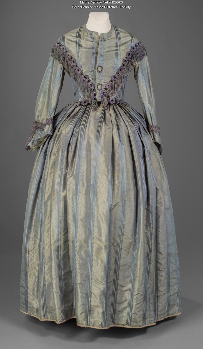 Full crinoline dress with fringe, ca. 1859 - Maine Memory Network