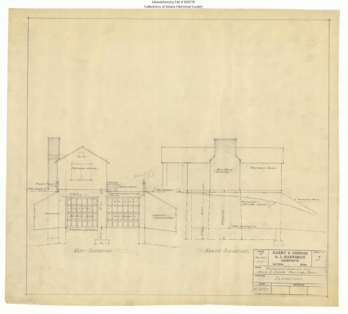 Proposed Garage for Alla A. Libbey, Halifax, Massachusetts, 1937 ...