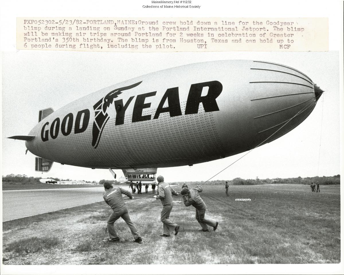 Goodyear blimp, Portland, 1982 - Maine Memory Network