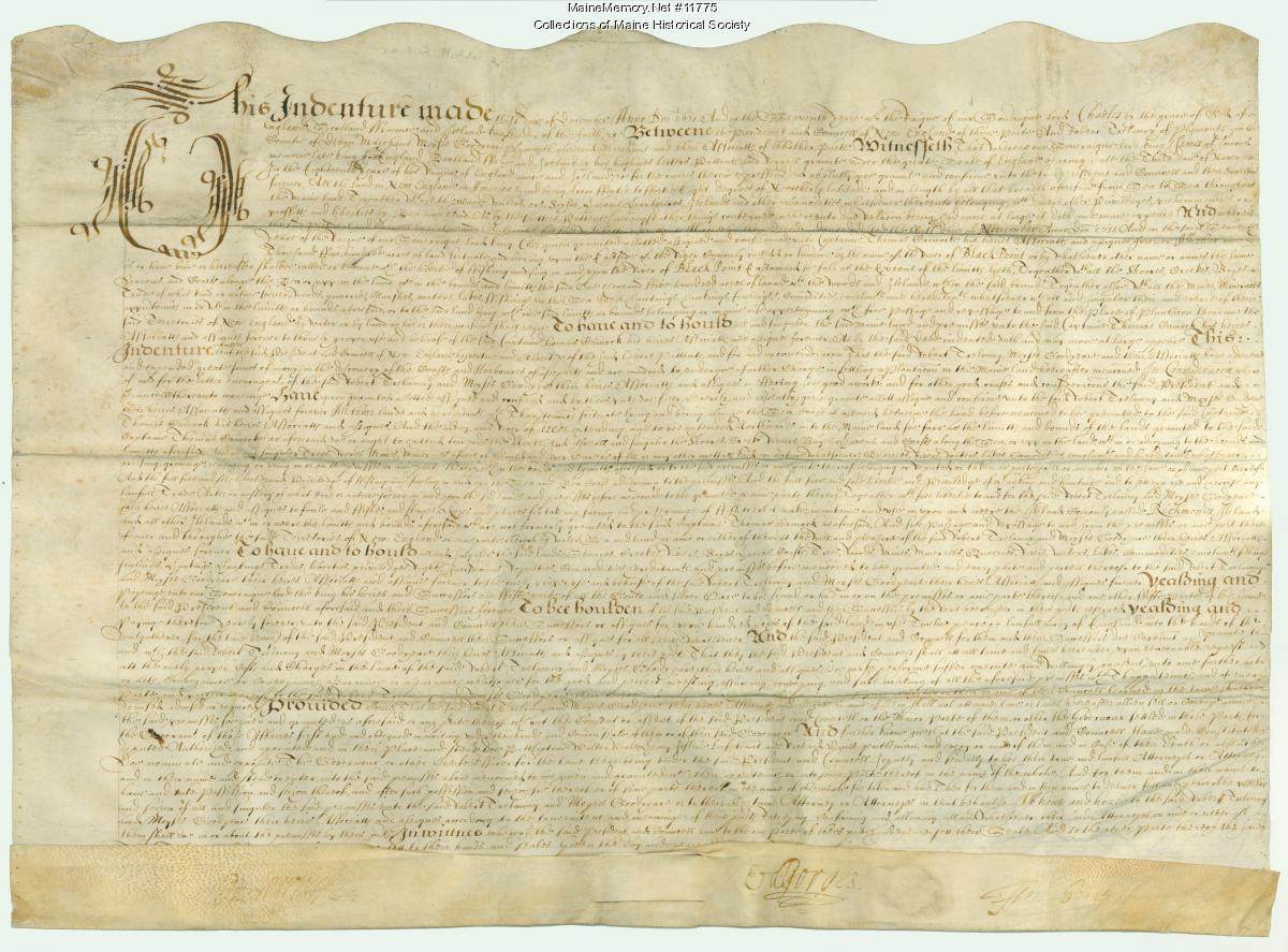 Trelawny Black Point Deed, 1631 - Maine Memory Network