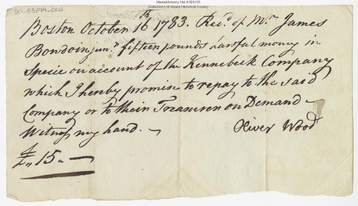 Plymouth Company Records, box 3/14, 1783–1784 - Maine Memory Network