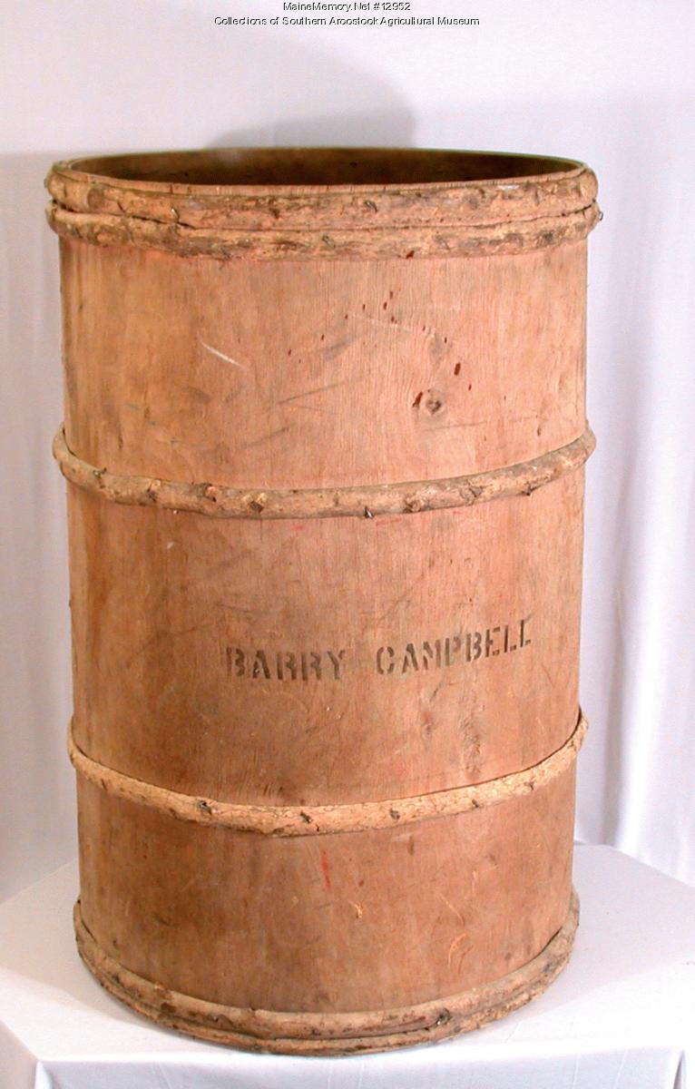 Hardwood potato barrel, Littleton, ca. 1970 - Maine Memory Network