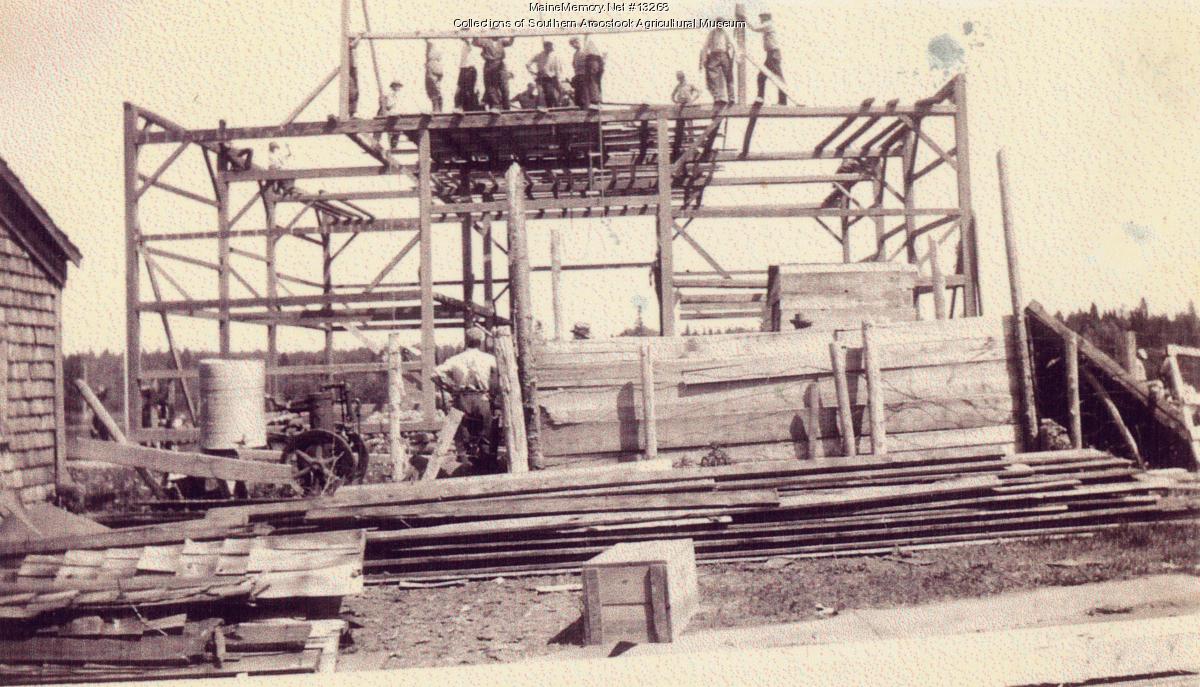 Ready for roof rafters, Littleton, ca. 1900 - Maine Memory Network
