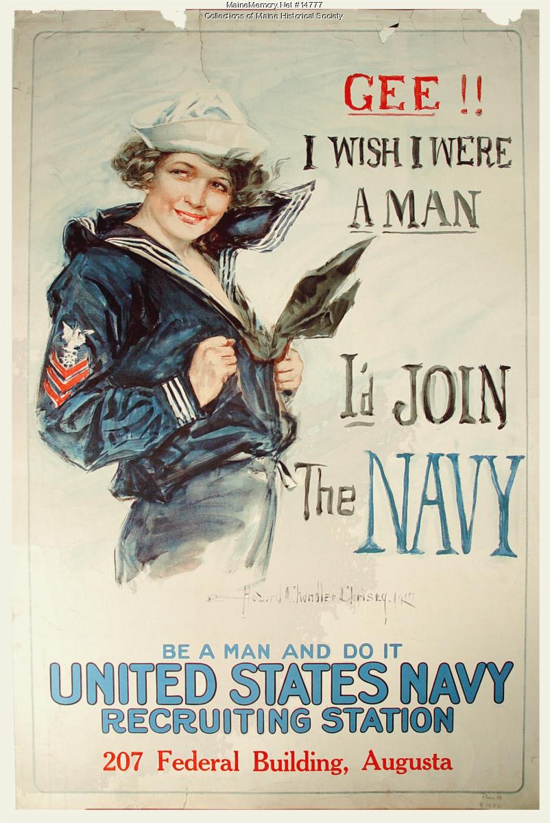 Gee!! I wish I were a man World War I poster, 1917 - Maine Memory Network