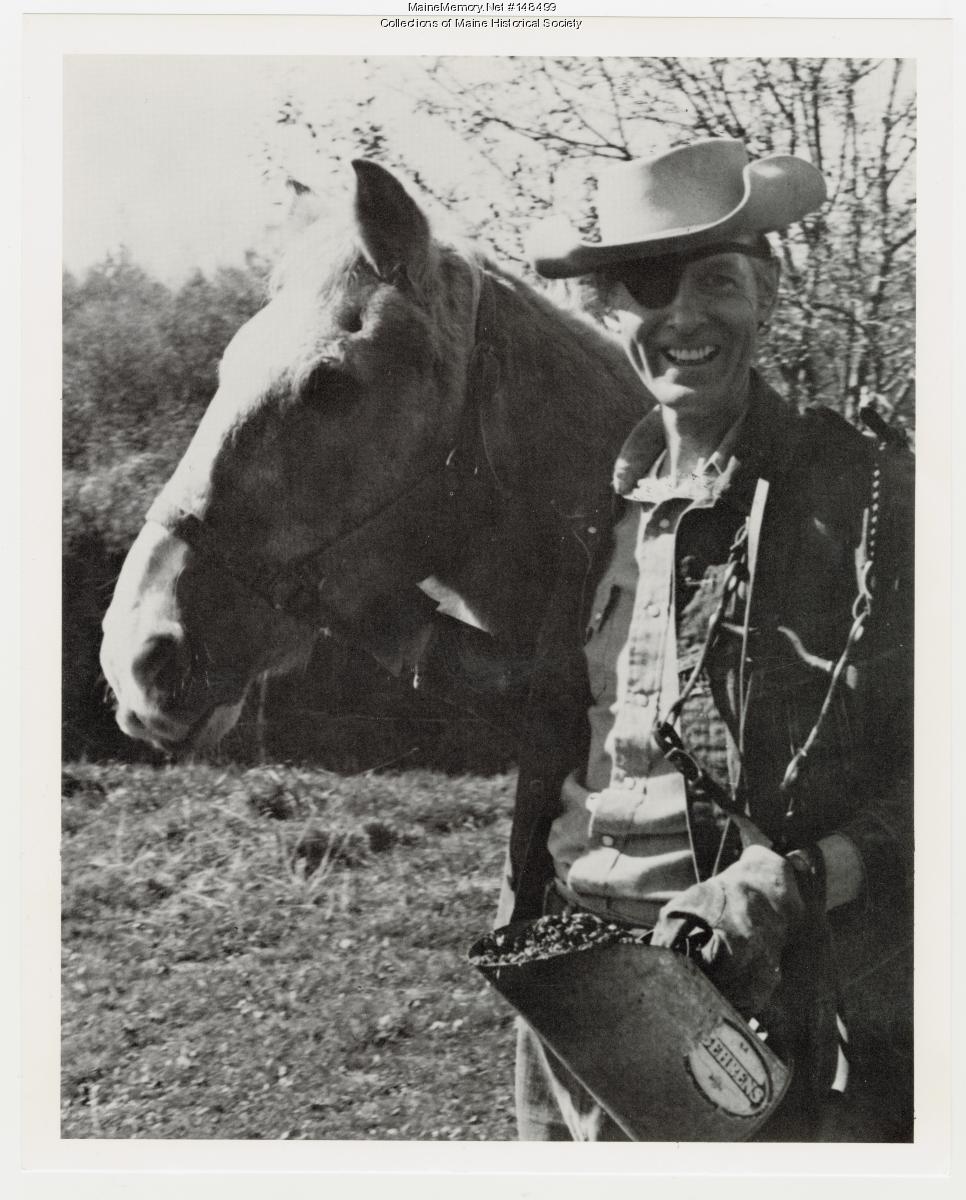 Dick Curless with horse, Bangor, ca. 1979 - Maine Memory Network