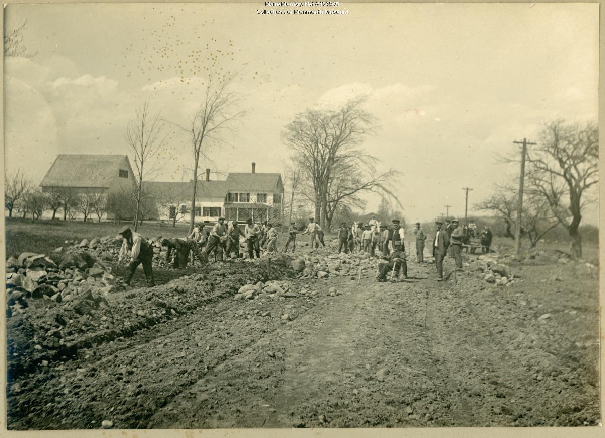 Construction on the State Road, Monmouth, 1914 - Maine Memory Network