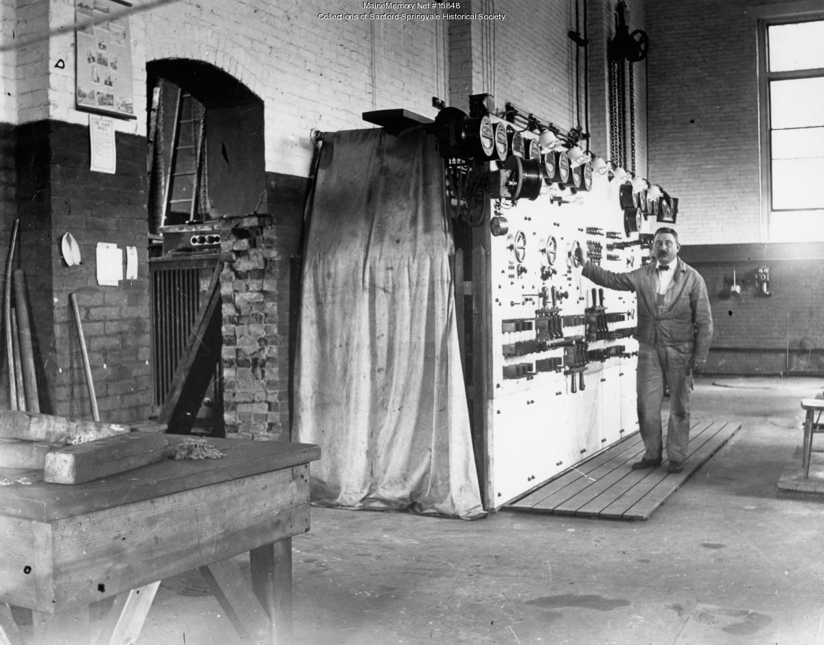 Man at Large Control Panel, Goodall Mills, ca. 1900 - Maine Memory Network