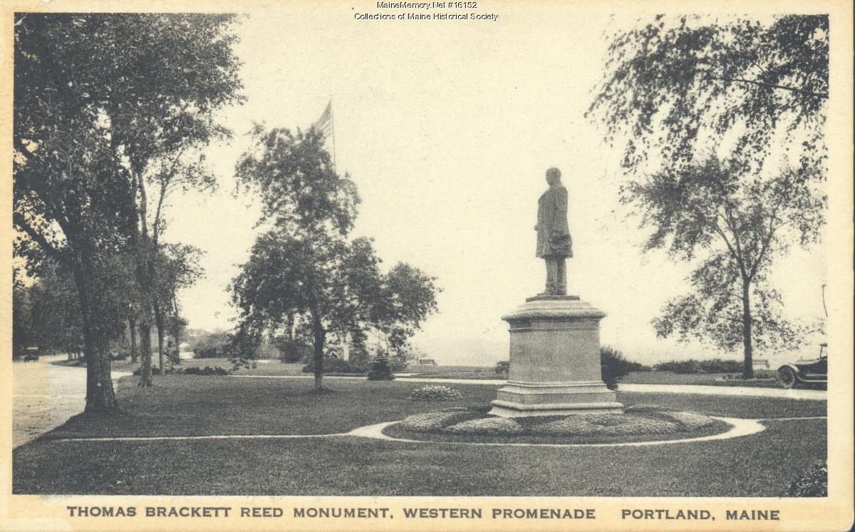 Thomas Brackett Reed monument, Portland, ca. 1910 - Maine Memory Network