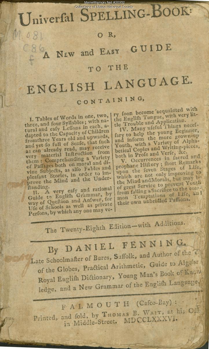 First book printed in Maine, Falmouth, 1786 - Maine Memory Network