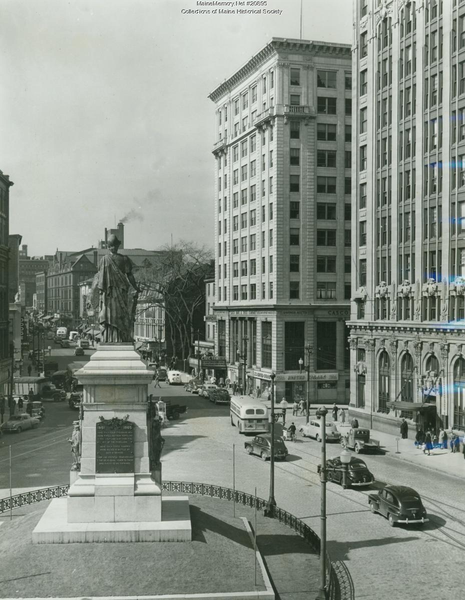 Monument Square, Portland, ca. 1950 - Maine Memory Network