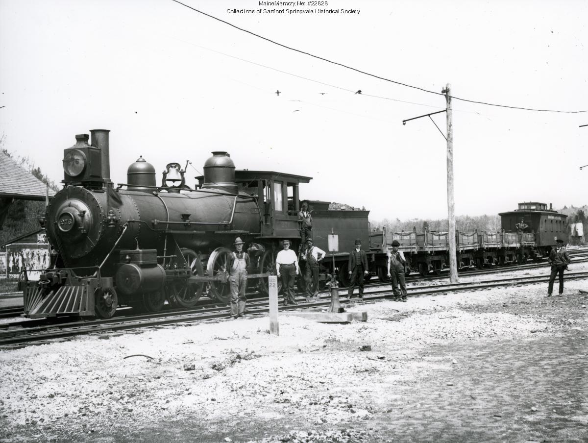 A Train at Springvale Depot, Sanford, ca. 1910 - Maine Memory Network