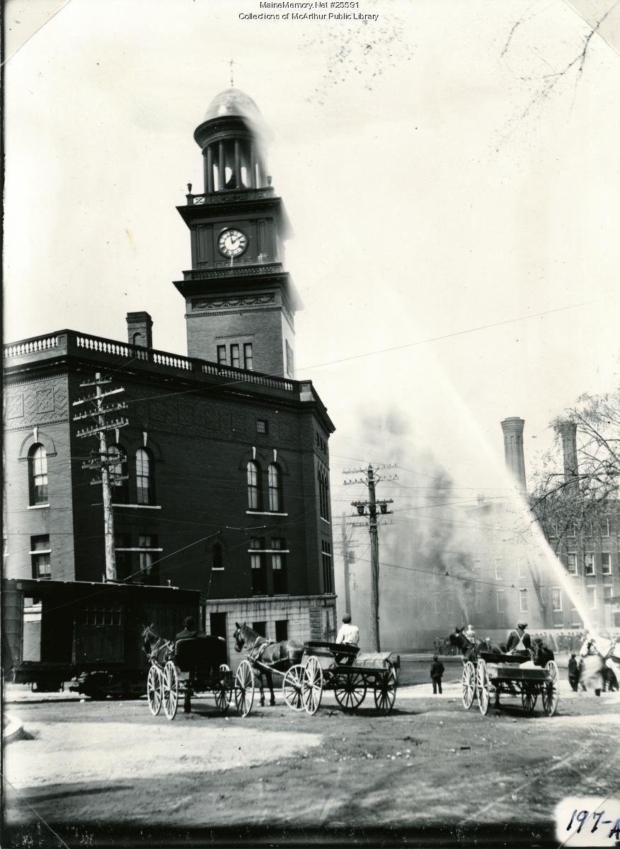 Testing a New Fire Engine, Biddeford, 1909 - Maine Memory Network