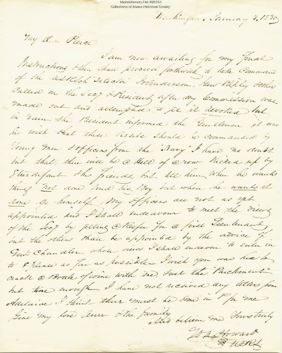 William Howard on command of schooner, 1830 - Maine Memory Network